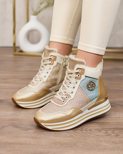 Royalfashion Chaussures de sport dorées avec paillettes Kawellas