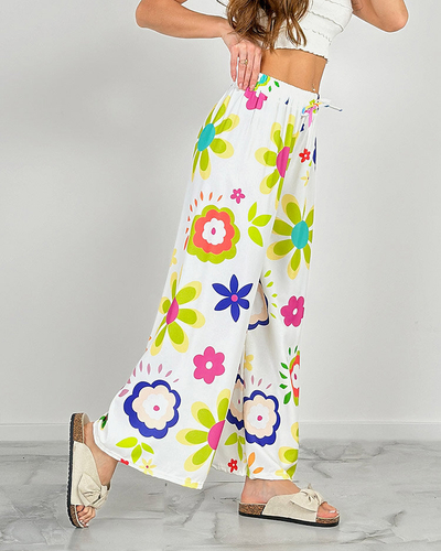 Royalfashion Pantalon large en tissu floral pour femme