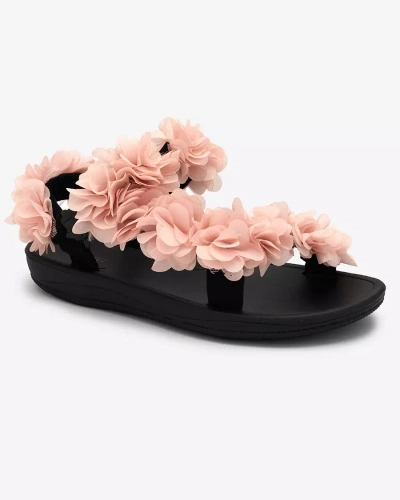 Royalfashion Sandales pour femmes rose vif avec fleurs Alferroy