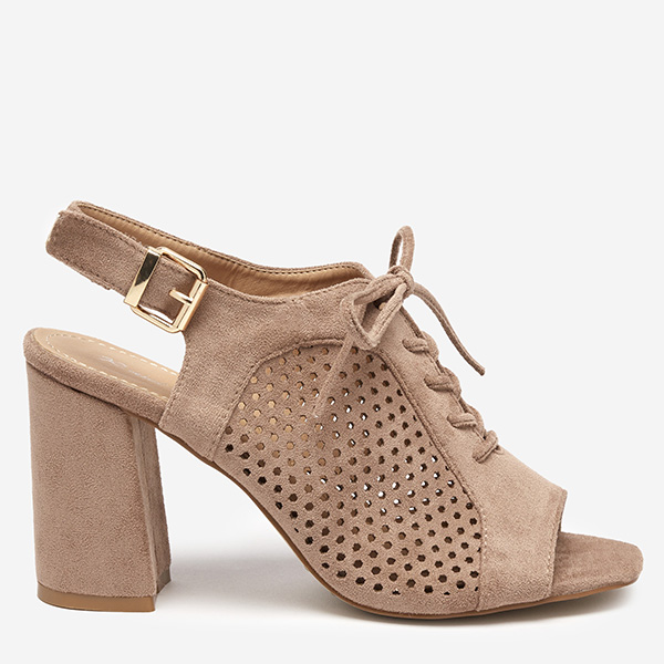 OUTLET Sandales ajourées marron clair pour femme sur le poteau Sasqan - Footwear