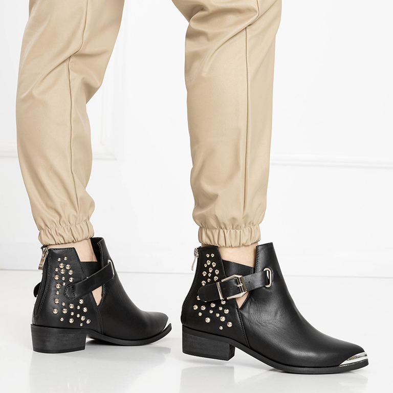 Bottines noires pour femmes avec clous et rayures Igunos - Chaussures