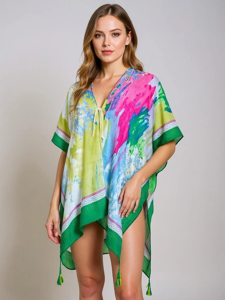 Paréo femme Royalfashion Callista coloré aux genoux décolleté en V