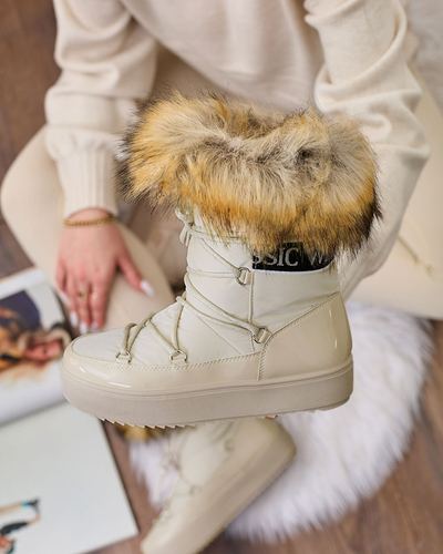 Royalfashion Beige slip-on boots a'la snow boots for women Gomllo