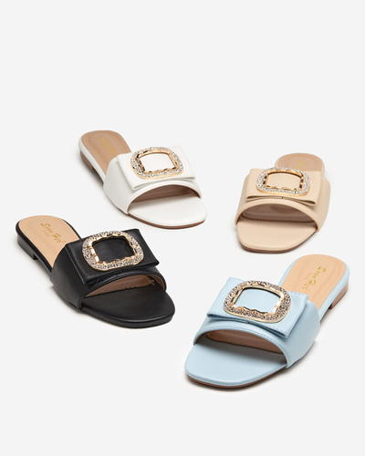 OUTLET Chaussons pour femme bleus avec un ornement en zircon cubique Iteria - Chaussures