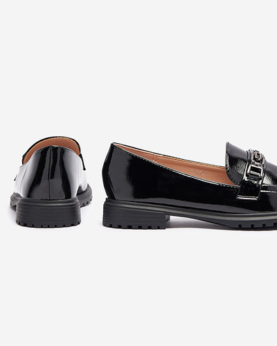 Mocassins laqués pour femmes avec ornement en noir Horiff- Footwear