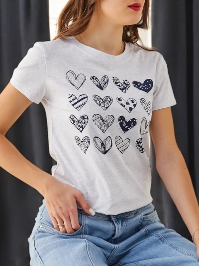 Royalfashion T-shirt en coton pour femmes A Lot of Hearts