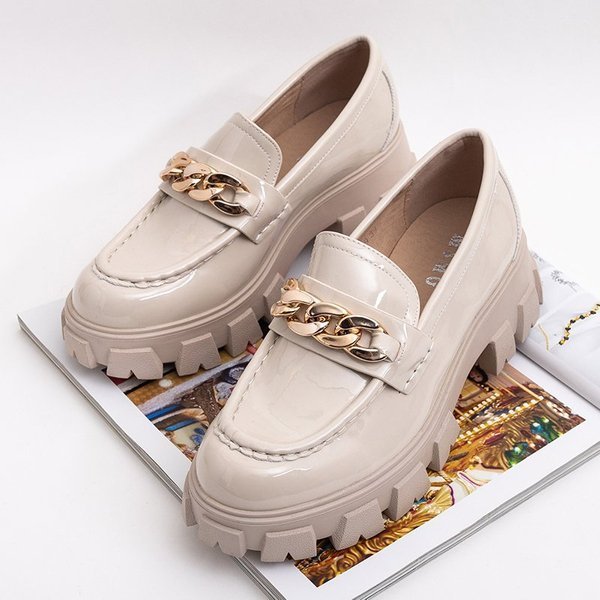 Slip-on femme beige clair vernis à chaîne Guinewra - Chaussures