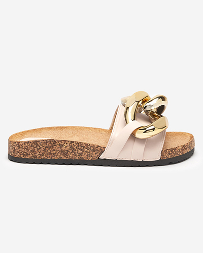 Claquettes pour femmes Coralia Royalfashion écru sur plateforme avec chaîne