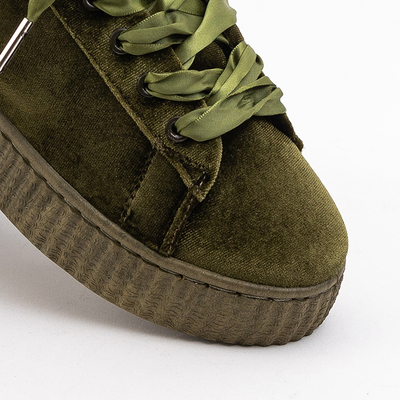 Chaussures de sport à plateforme en velours vert foncé pour femmes Itoda - Chaussures