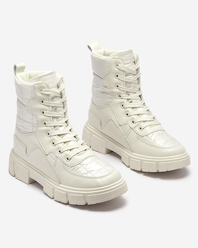 Calista Chaussures pour Femmes Bottines Plates Crème à la Mode