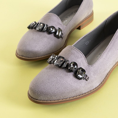 Mocassins femme gris avec ornements Unisea - Footwear