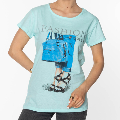 T-shirt femme menthe avec imprimé FASHION-Clothing