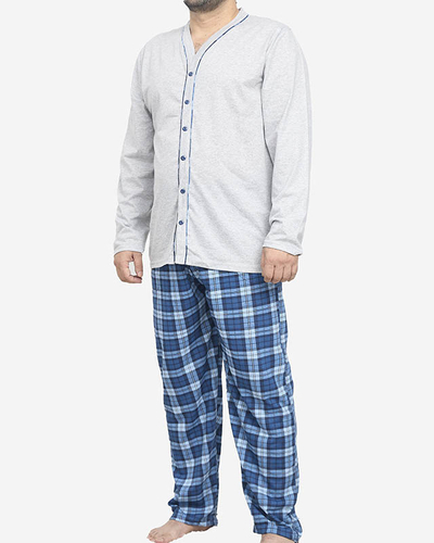 Pyjama gris boutonné pour hommes- Vêtements