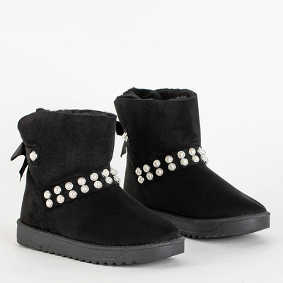 Bottes de neige femme noires à ruban Himini - Chaussures