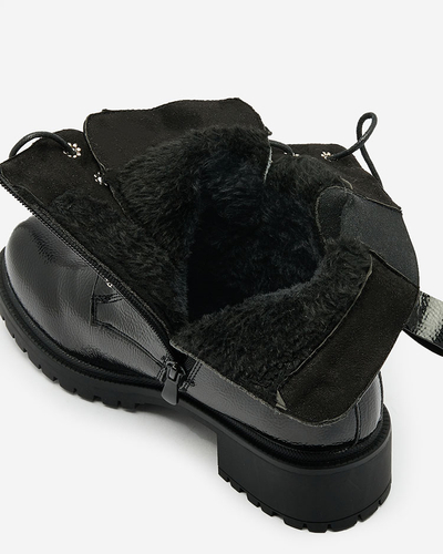 Royalfashion Black eco leather patent leather women's bagger boots Gaddaxa