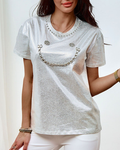 Royalfashion T-shirt femme avec zircons