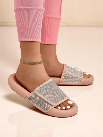 Royalfashion Claquettes plates pour femmes Sparkle Step
