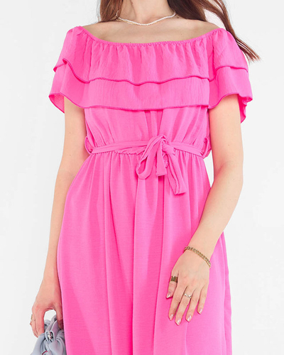 Robe femme fuchsia avec volants - Vêtements