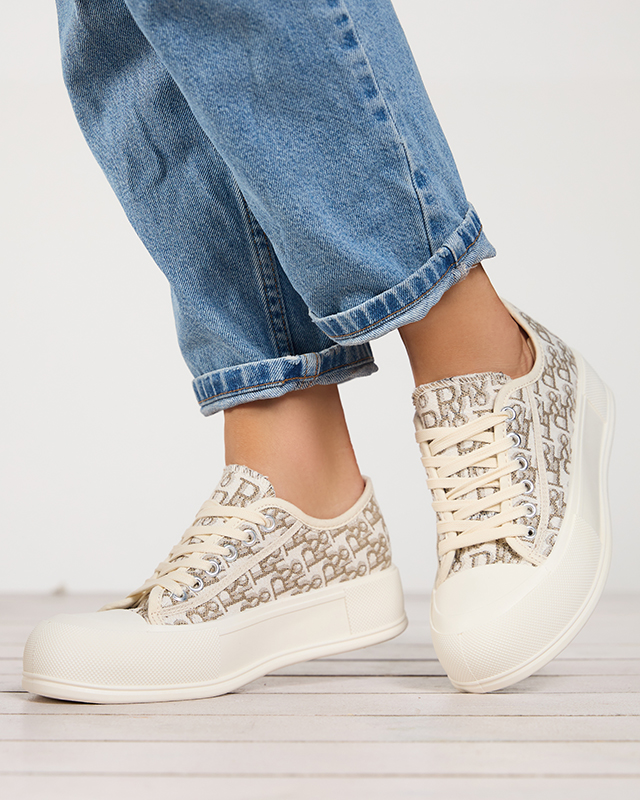 OUTLET Baskets à plateforme pour femmes à motifs de couleur beige Berika - Footwear