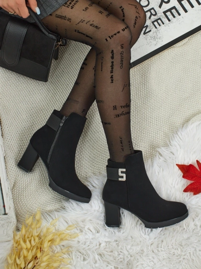 Bottines femme en cuir écologique à talons épais Mireliq