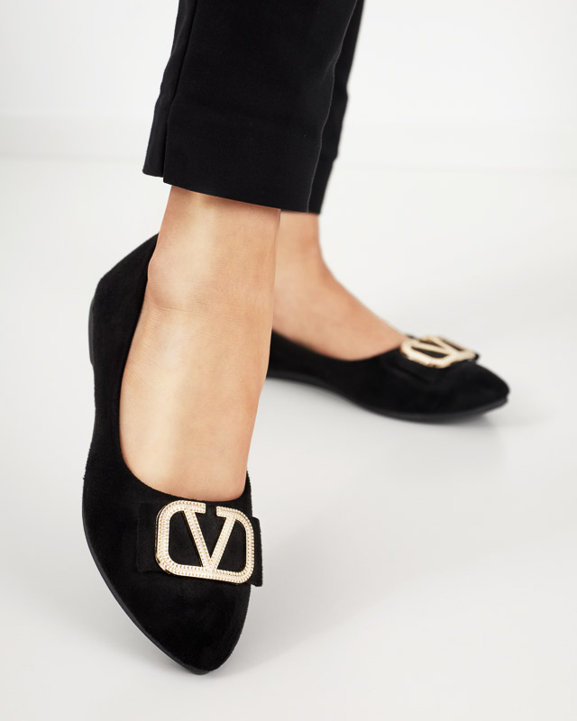 Ballerines noires pour femmes avec ornement sur le bout Cavo - Footwear