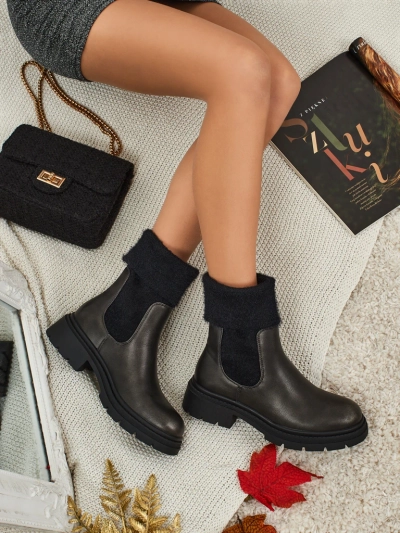 Bottines pour femmes en cuir écologique avec fourrure Kesy