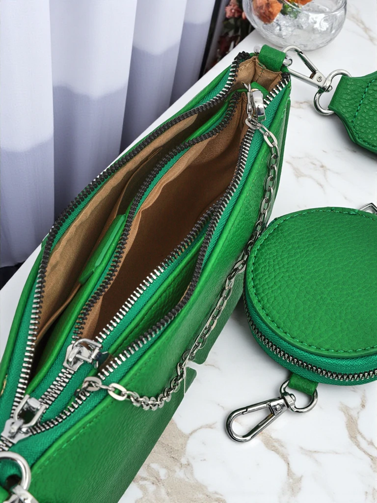 Sac à main pour femmes Pola Verde – vert, cuir écologique, 3en1, élégant