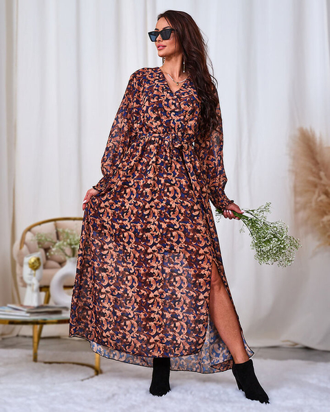 Royalfashion Robe longue à motif camel pour femme