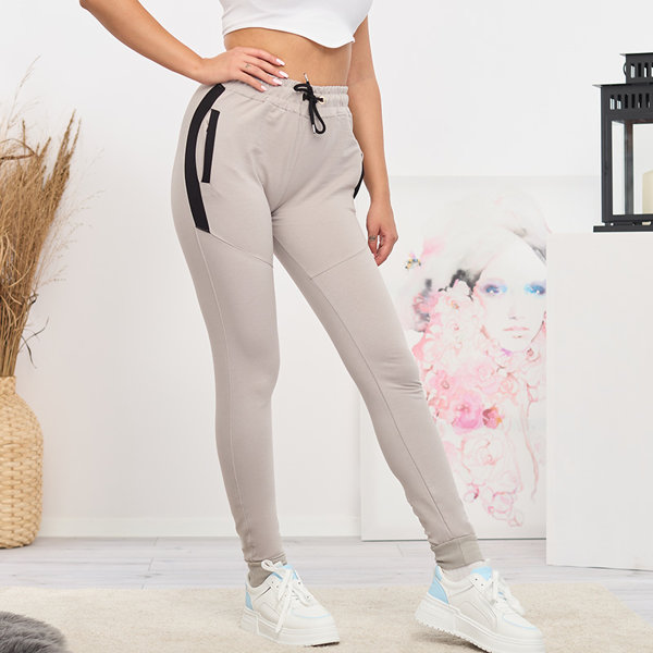 Pantalon de survêtement femme gris clair avec empiècements - Vêtements