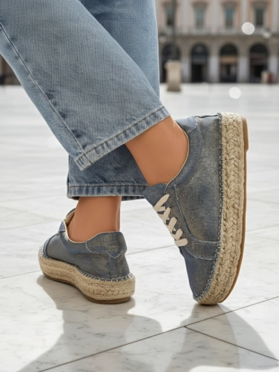 Aurelia Denim Espadrillos – sneakers pour femmes à talon plat et en tissu