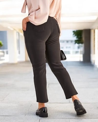 Pantalons treggings pour femmes de grande taille doublés en polaire de Royalfashion