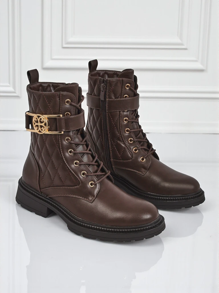 Bottines matelassées pour femmes en cuir écologique Sable Rose