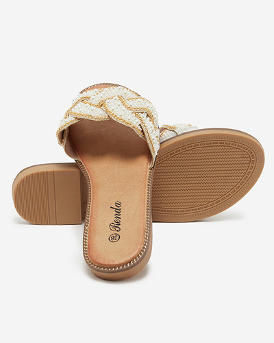 Babouches argentées pour femmes avec perles et perles Cetera - Chaussures