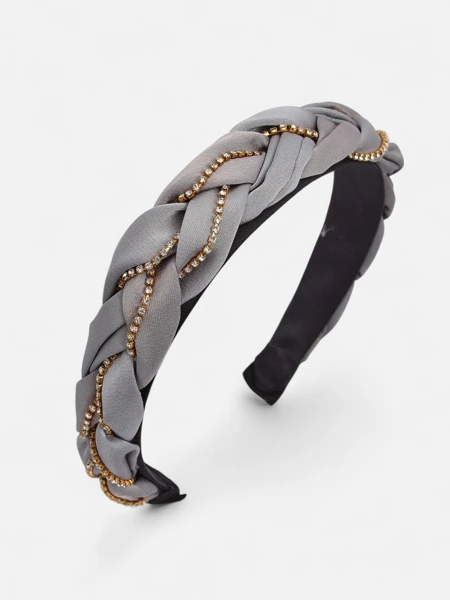 Royalfashion Serre-tête tressé orné de zircons
