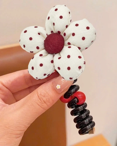 Royalfashion Élastique à cheveux spirale avec une petite fleur Blossom Coil