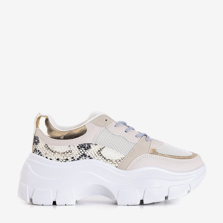 Baskets de sport pour femmes beiges avec motif animalier Erwin's - Footwear