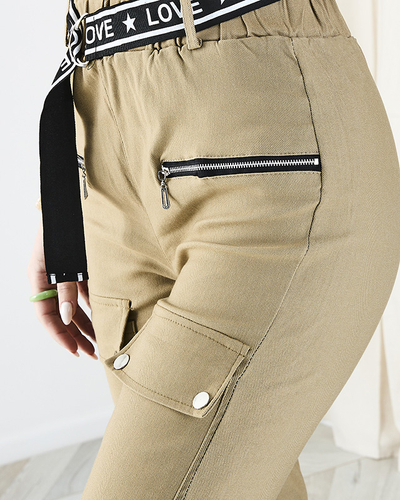 Pantalon cargo beige pour femmes avec poches - Vêtements