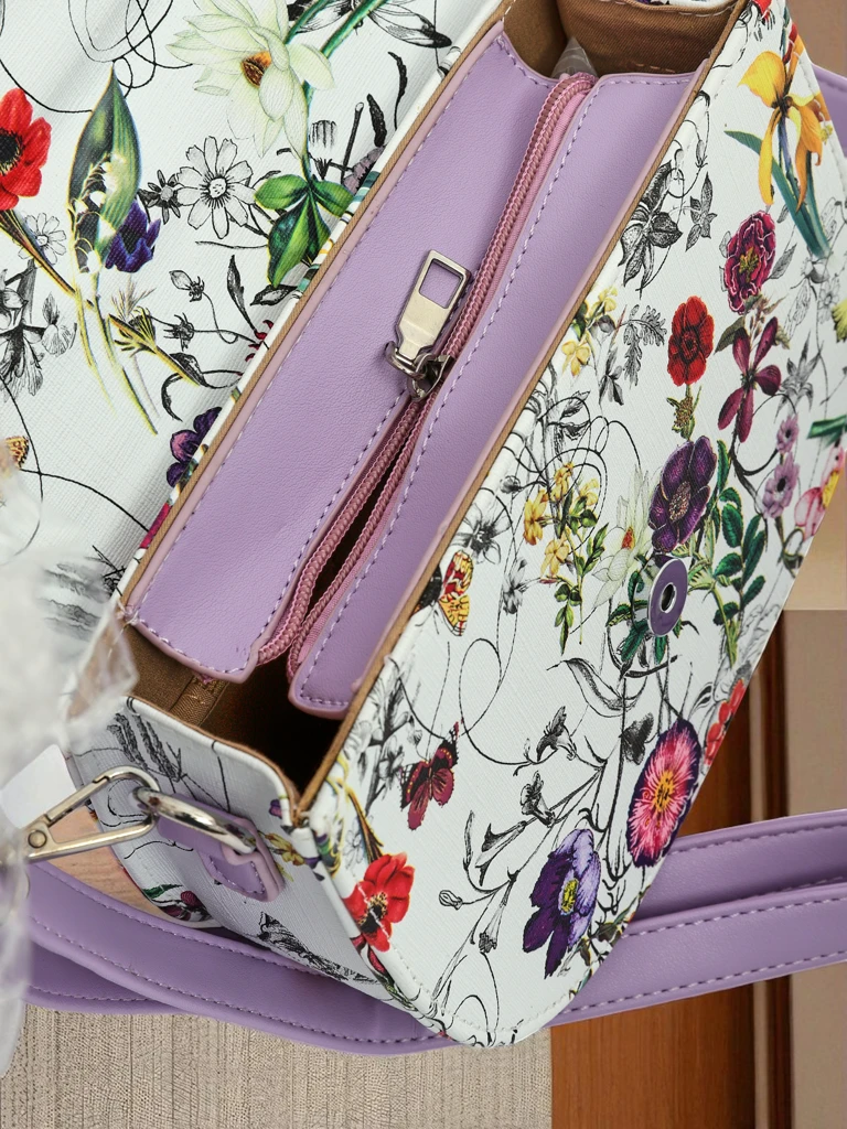 Royalfashion Petit sac à main pour femme en cuir écologique à fleurs Ori Elle