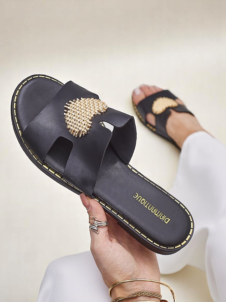 Royalfashion Tongs pour femmes avec un cœur Cœur d'or