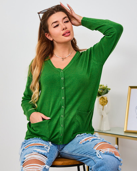 Royalfashion Green cardigan femme pull avec poches