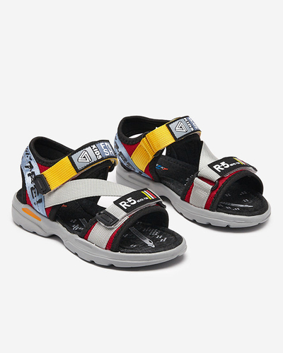 Sandales grises pour garçon avec inserts colorés et inscriptions Reberik - Footwear