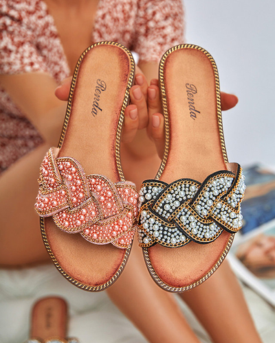 Chaussons pour femmes noirs avec perles et perles Cetera - Chaussures