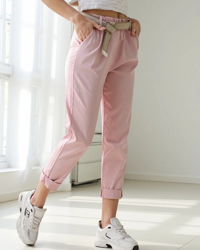 Royalfashion Pantalon droit en viscose pour femmes avec ceinture