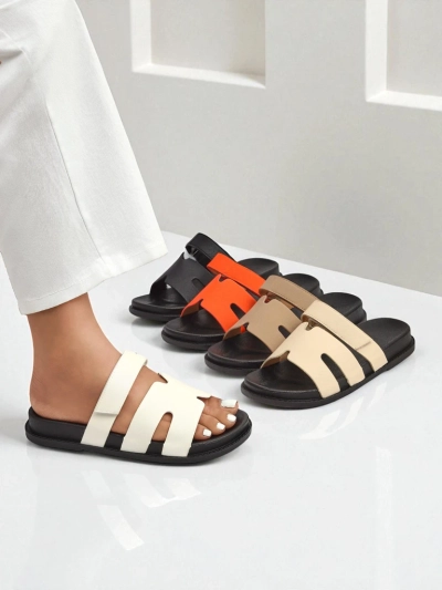 Royalfashion Pantoufles pour femmes en cuir écologique ReppiFlex