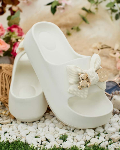 Royalfashion Tongs en caoutchouc pour femme avec nœud décoratif Afeen