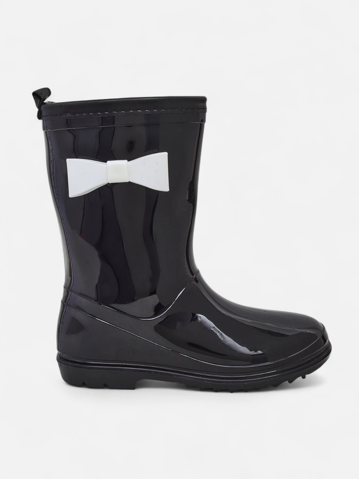 Royalfashion Bottes de pluie vernies pour enfants avec un nœud Bostone