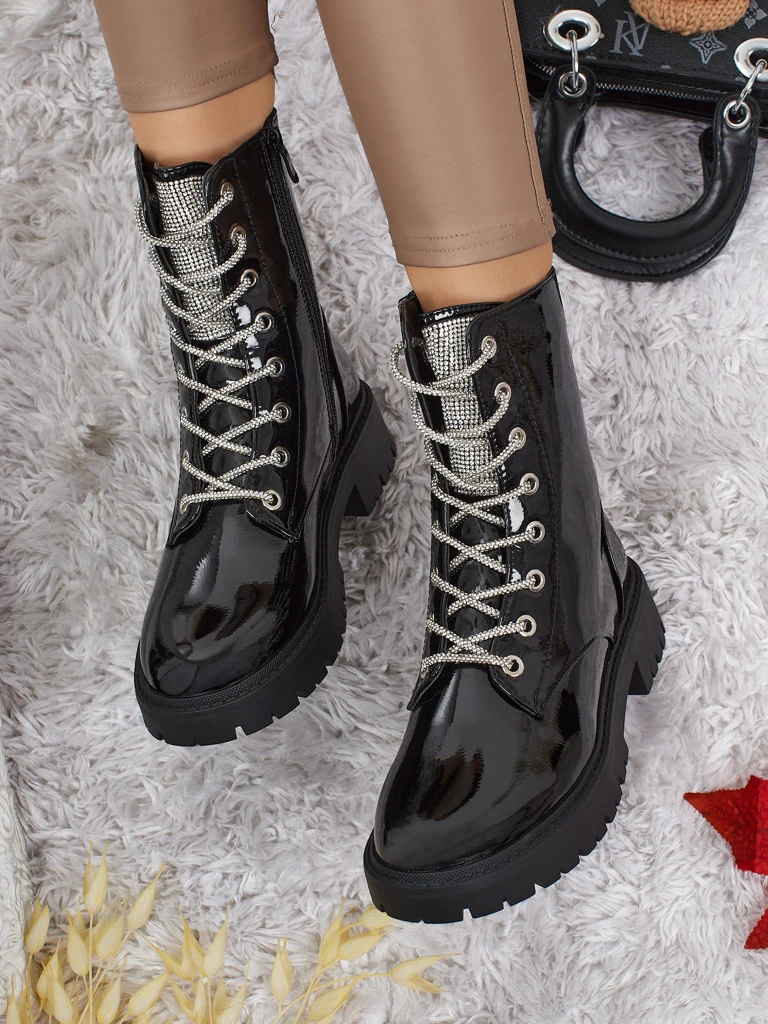 Bottines vernies à lacets pour femmes Fjorra