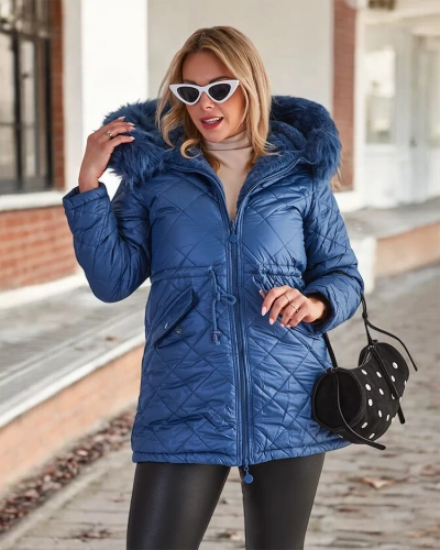 Royalfashion Veste matelassée pour femme en bleu
