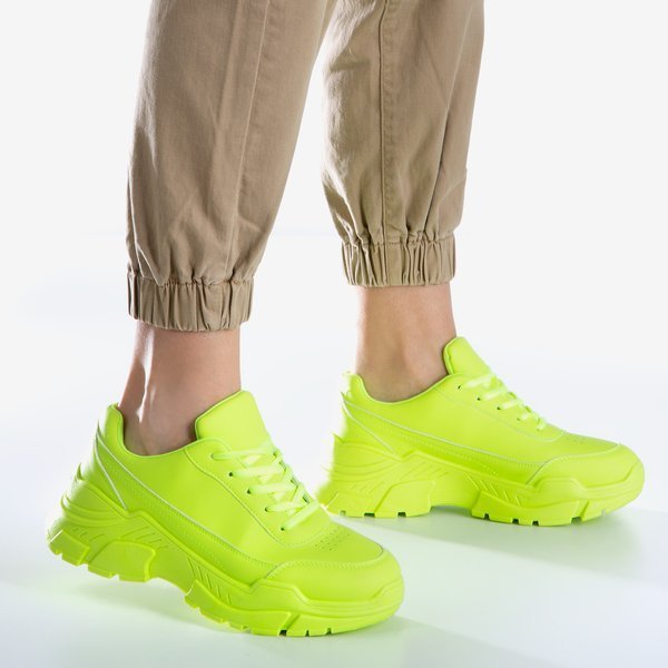 Sneakers femme jaune fluo sur semelle Lera massive Chaussures