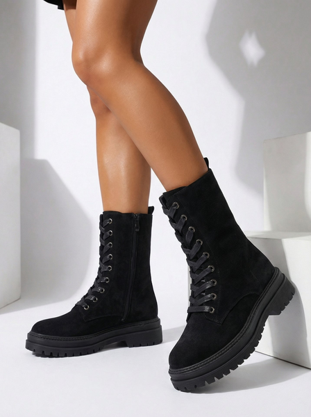 Bottines femme en éco-daim type workwear Molistea